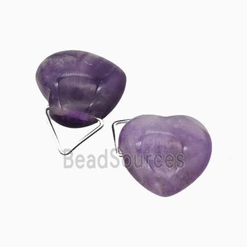 Natural Purple Amethyst Heart Pendant