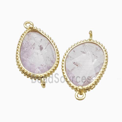 Natural Lt.purple Amethyst Teardrop Connector Gold Plated