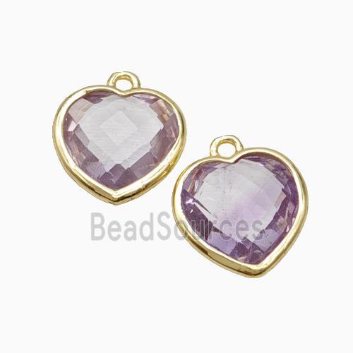 Natural Lt.purple Amethyst Heart Pendant Faceted Gold Plated