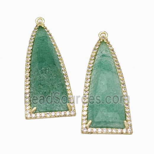 Natural Green Strawberry Quartz Arrowhead Pendant Copper Pave Zirconia Gold Plated