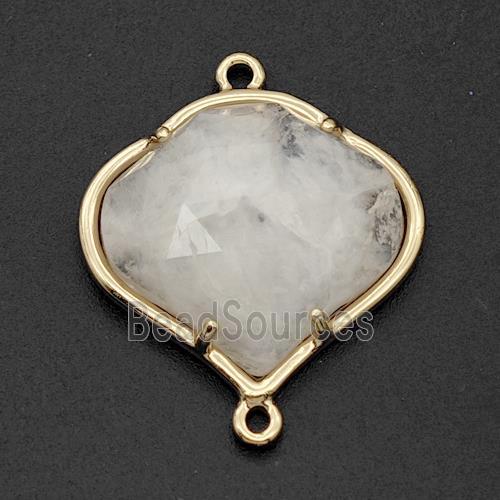 Natural Crystal Quartz FireBalloon Connector Gold Plated