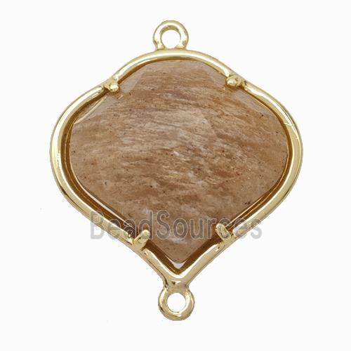 Natural Peach Sunstone FireBalloon Connector Gold Plated