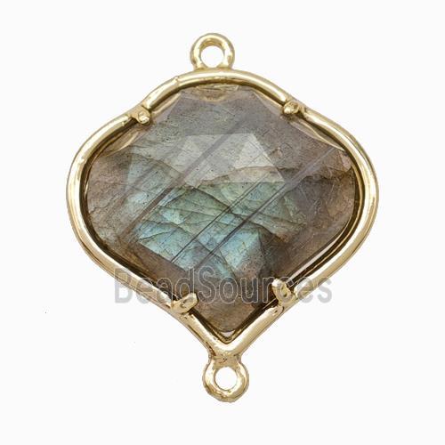 Natural Labradorite FireBalloon Connector Gold Plated