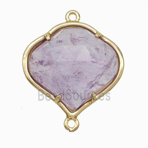 Natural Lt.purple Amethyst FireBalloon Connector Gold Plated