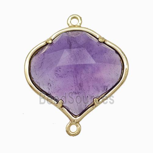 Natural Purple Amethyst FireBalloon Connector Gold Plated