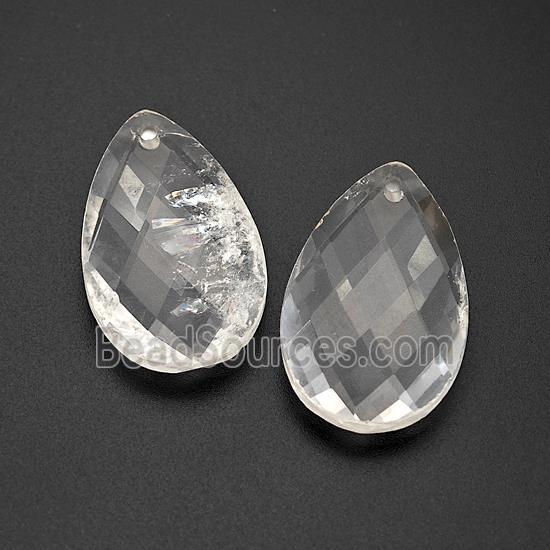 Natural Clear Quartz Pendant Faceted Teardrop