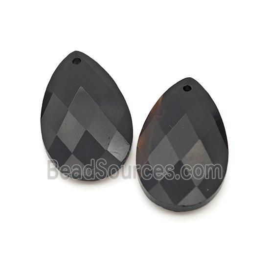 Natural Black Obsidian Teardrop Pendant Faceted