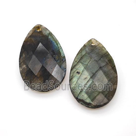 Natural Labradorite Teardrop Pendant Faceted