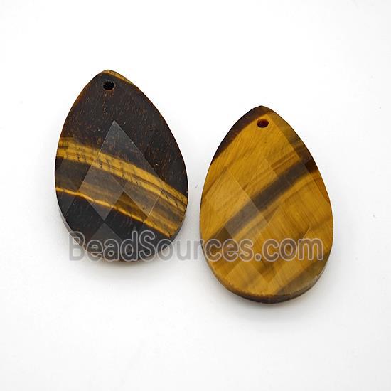 Natural Tiger Eye Stone Teardrop Pendant Faceted