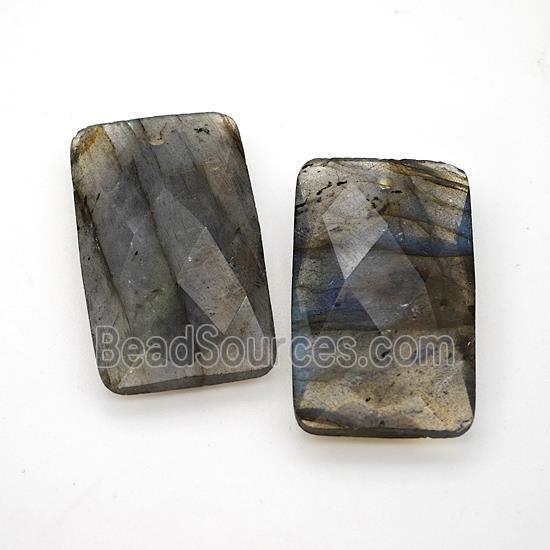 Natural Labradorite Rectangle Pendant Faceted