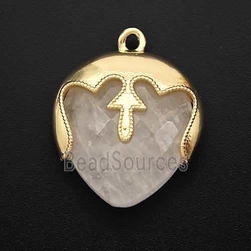 Natural Clear Quartz Face Pendant Gold Plated