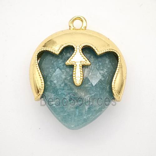 Natural Green Amazonite Face Pendant Gold Plated