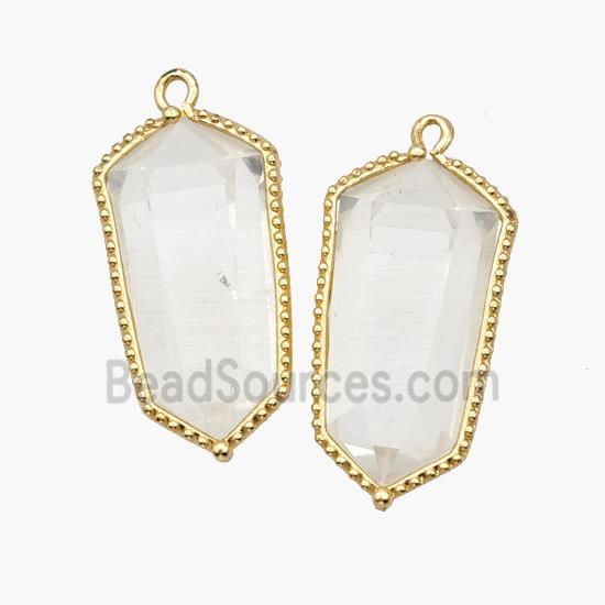 Natural Clear Quartz Prism Pendant Gold Plated