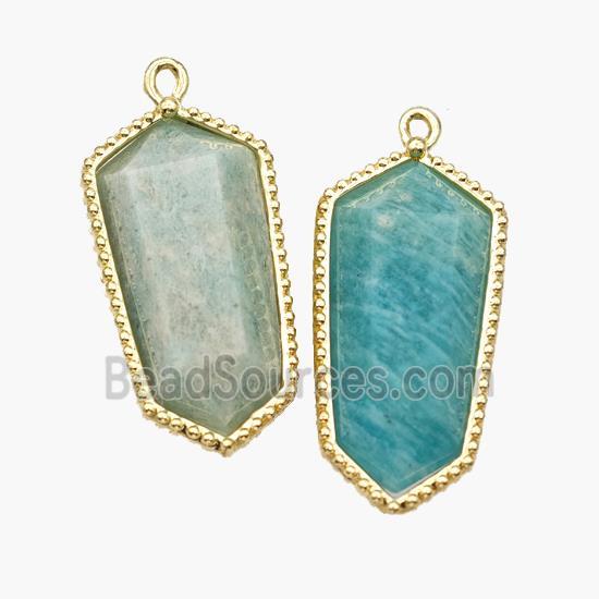 Natural Green Amazonite Prism Pendant Gold Plated