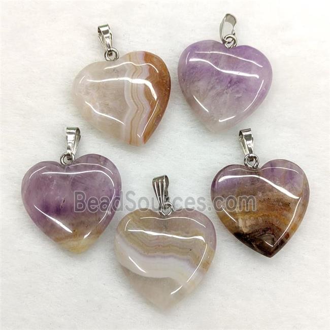 Natural Aurora Amethyst Agate Heart Pendant