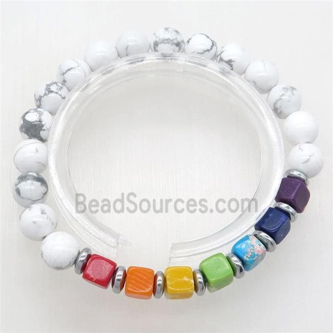 Chakra Bracelets with howlite, stretchy