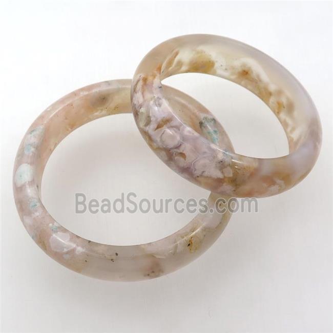 natural cherry blossom agate bangle