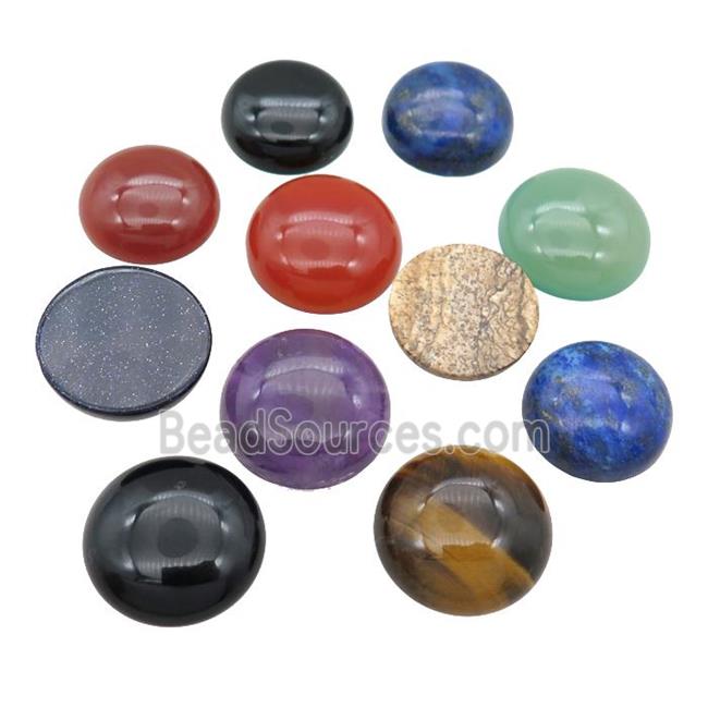 mixed Gemstone Cabochon, circle