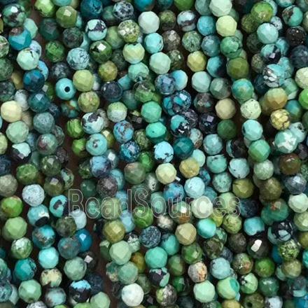 natural tiny Hubei Turquoise seed beads, faceted round, B-grade