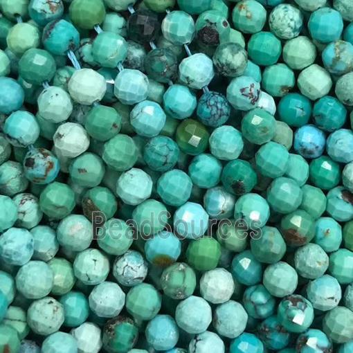 natural Hubei Turquoise beads, faceted round, A-grade