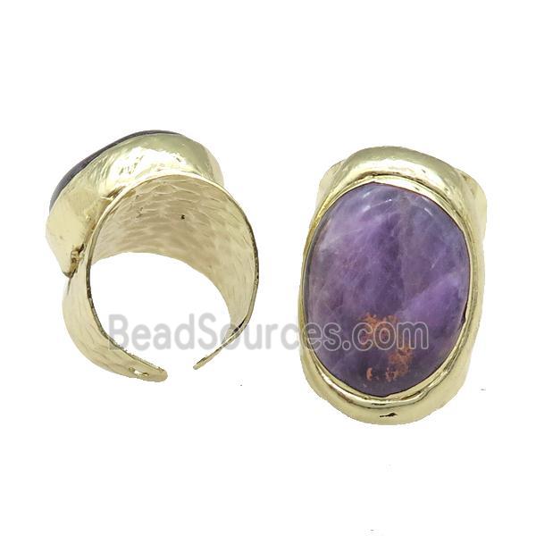 Copper Ring With Amethyst Gold Plated