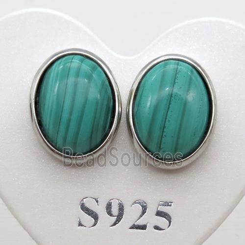 Sterling Silver Stud Earring with Malachite