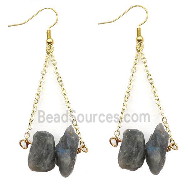 Labradorite Hook Earring Gold Plated