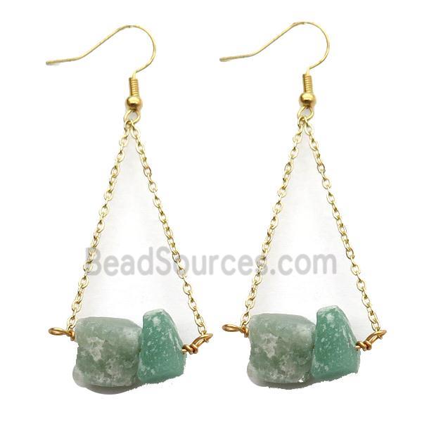 Green Aventurine Hook Earring Gold Plated