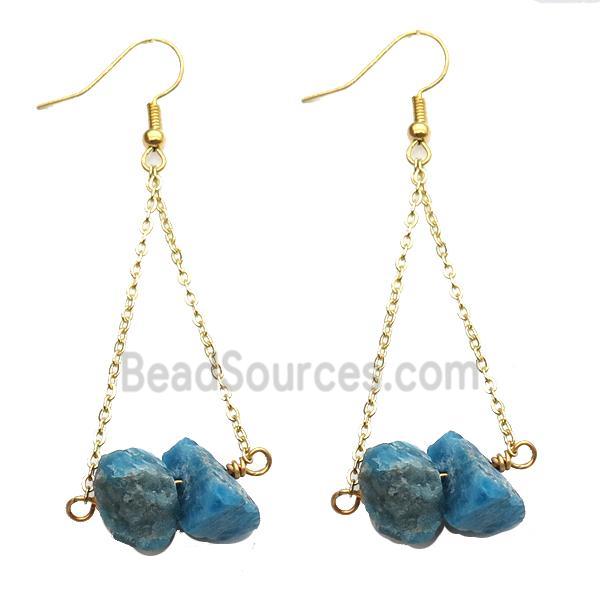 Blue Apatite Hook Earring Gold Plated