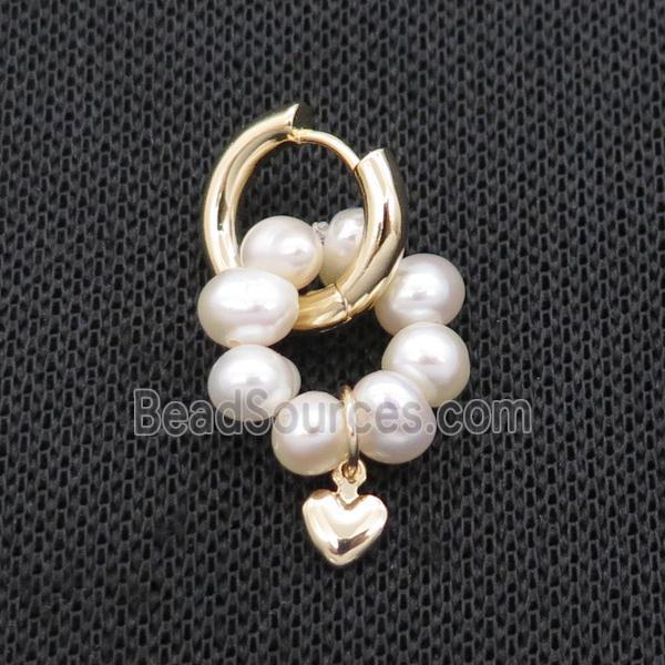 White Pearl Copper Hoop Earring Gold Plated