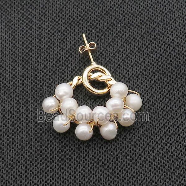 White Pearl Copper Stud Earring Gold Plated