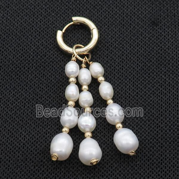 White Pearl Copper Hoop Earring Gold Plated