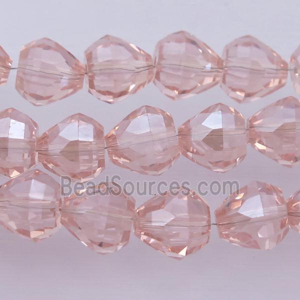 Chinese Crystal Glass Beads, faceted teardrop, pink