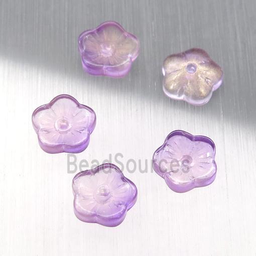 purple crystal glass capbeads