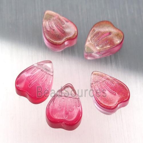 red crystal glass heart beads