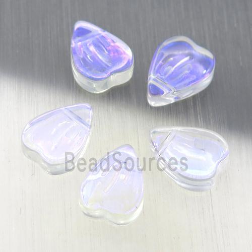 clear crystal glass heart beads, AB-color electroplated