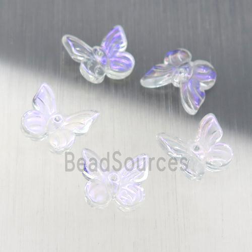 clear crystal glass butterfly beads, AB-color electroplated