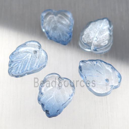 blue crystal glass leaf beads