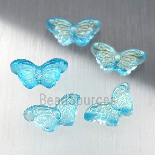 teal crystal glass butterfly beads