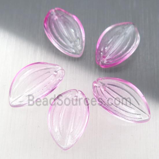 pink crystal glass petal beads