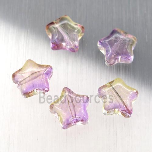 purple crystal glass star beads