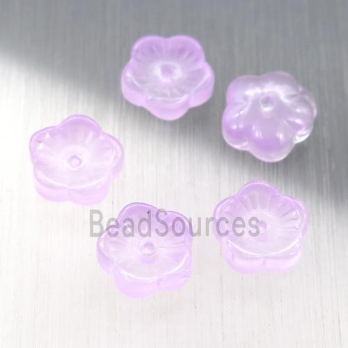 purple jadeite glass flower capbeads