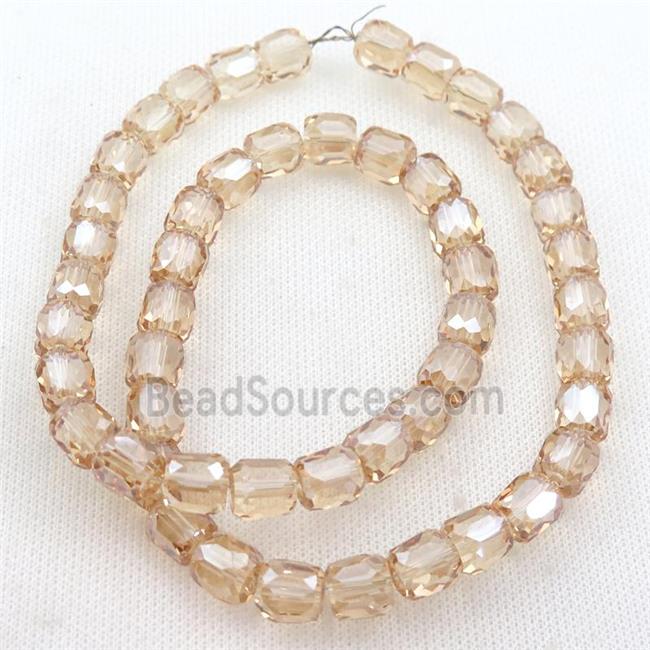 gold champagne Crystal Glass Beads, faceted barrel