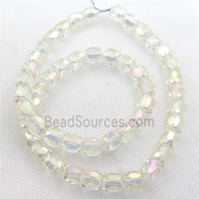 Crystal Glass Beads, faceted barrel