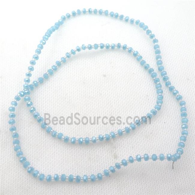 blue Jadeite Glass Beads, faceted rondelle