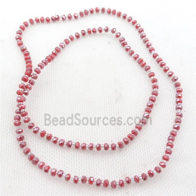 red Jadeite Glass Beads, faceted rondelle