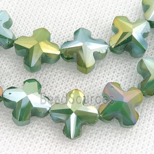 green Crystal Glass cross Beads