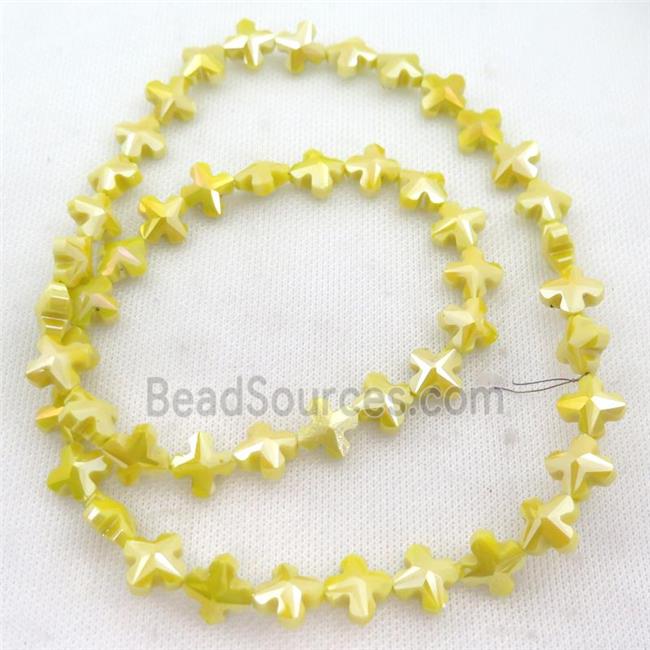 yellow Crystal Glass cross Beads