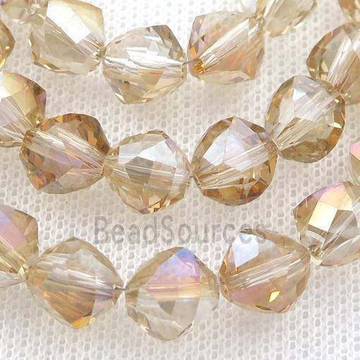 gold champagne Crystal Glass Beads, freeform