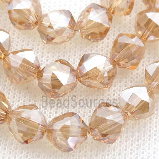 gold champagne Crystal Glass Beads, freeform